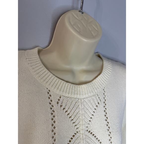 Sundance Knit Short Sleeve Sweater Cream Classic Romantic Sz MPetite - Picture 2 of 8